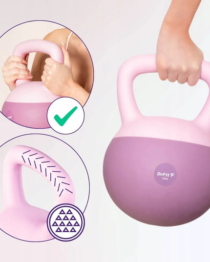 DrFit kettlebell hantelis treniruotėms, 12 kg, fioletinis