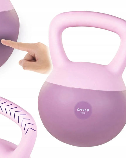 DrFit kettlebell hantelis treniruotėms, 12 kg, fioletinis