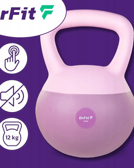 DrFit kettlebell hantelis treniruotėms, 12 kg, fioletinis