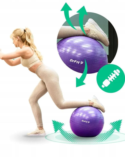 DrFit klasinis gimnastikos kamuolys mankštai, jogai ir reabilitacijai 55 cm + pompa