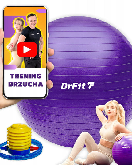 DrFit klasinis gimnastikos kamuolys mankštai, jogai ir reabilitacijai 55 cm + pompa