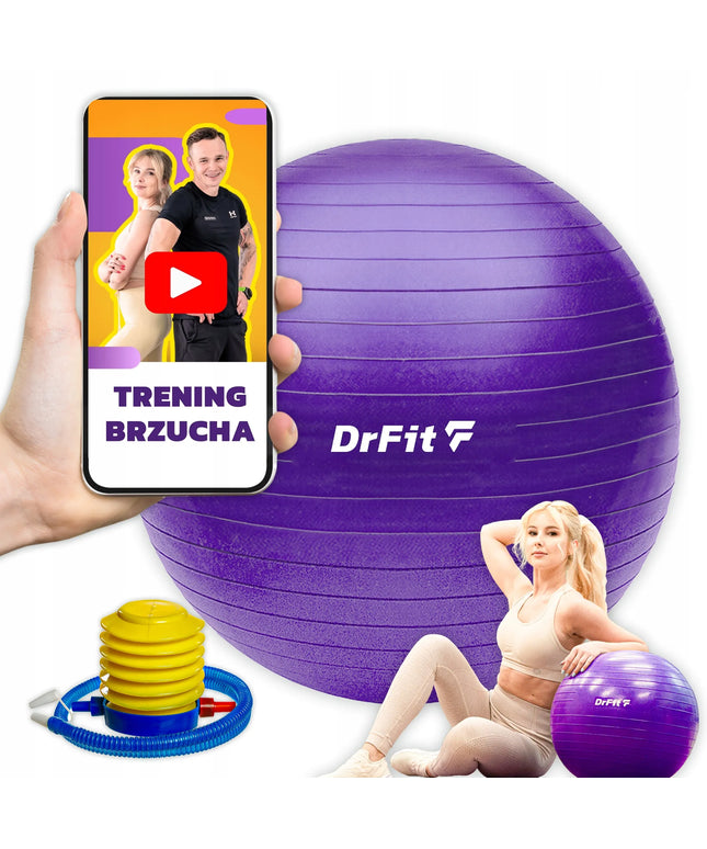 DrFit klasinis gimnastikos kamuolys mankštai, jogai ir reabilitacijai 55 cm + pompa