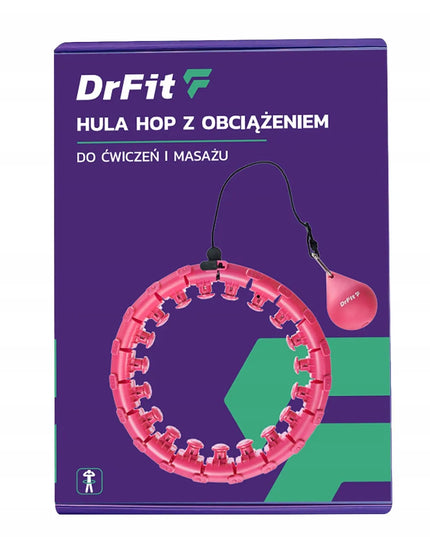 DrFit lieknėjantis hula hoop lankas su svoriu, masažiniais elementais, rožinis