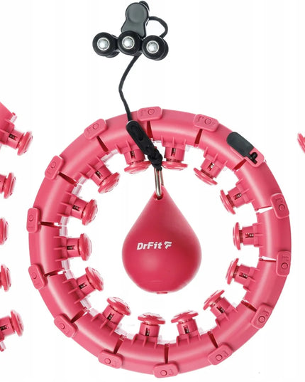 DrFit lieknėjantis hula hoop lankas su svoriu, masažiniais elementais, rožinis