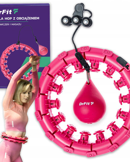 DrFit lieknėjantis hula hoop lankas su svoriu, masažiniais elementais, rožinis