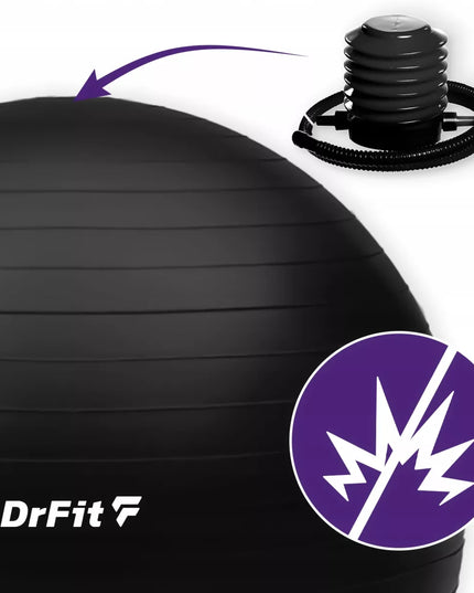 DRFIT mankštos ir gimnastikos kamuolys su pompa joga pilates Ø85