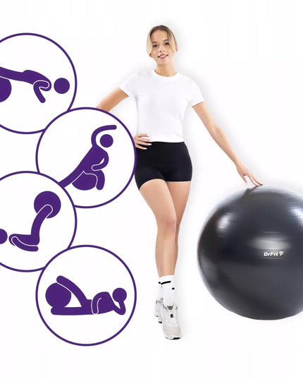 DRFIT mankštos ir gimnastikos kamuolys su pompa joga pilates Ø85