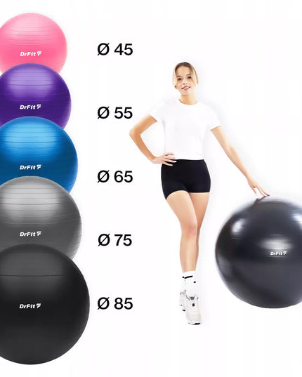 DRFIT mankštos ir gimnastikos kamuolys su pompa joga pilates Ø85