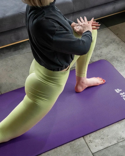 DrFit mankštos kilimėlis 180x60x1 cm, violetinis, jogai ir pilatesui + dėklas