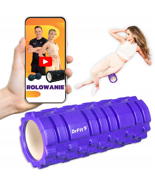 DrFit masažo volas su kauburiukais, skirtas jogai ir reabilitacijai, violetinis