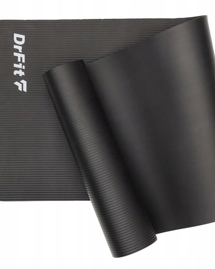 DrFit NBR fitneso ir jogos kilimėlis, 1 cm storio, juodas
