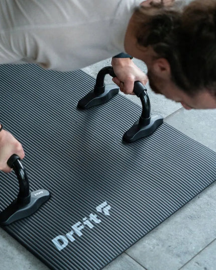 DrFit NBR fitneso ir jogos kilimėlis, 1 cm storio, juodas