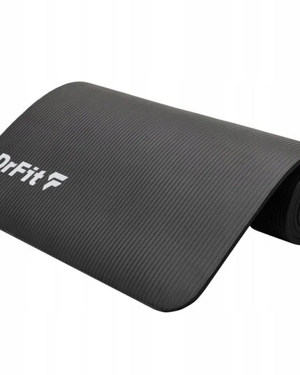 DrFit NBR fitneso ir jogos kilimėlis, 1 cm storio, juodas
