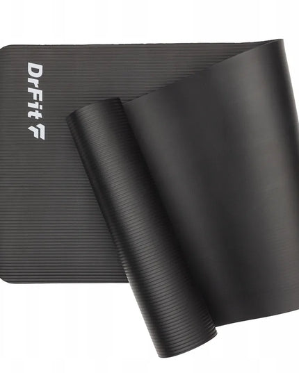 DrFit NBR fitneso ir jogos kilimėlis, 1 cm storio, juodas