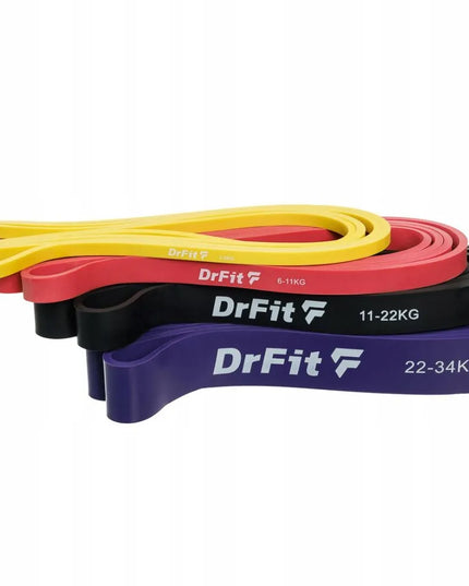 DrFit pasipriešinimo guma treniruotėms, fitnesui ir pilatesui, 11-22 kg, juoda, stipri