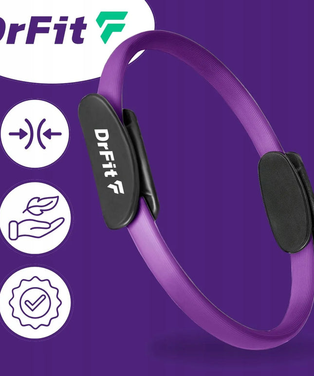 DrFit pilateso žiedas, mankštos lankas, jogos ratas, 36 cm, violetinis