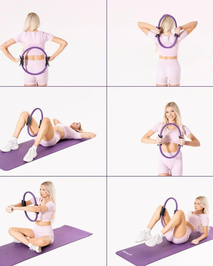 DrFit pilateso žiedas, mankštos lankas, jogos ratas, 36 cm, violetinis