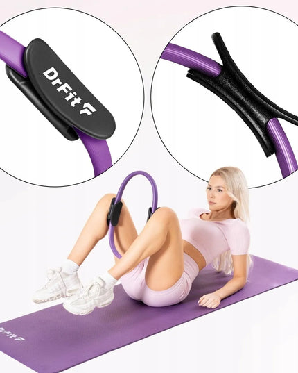 DrFit pilateso žiedas, mankštos lankas, jogos ratas, 36 cm, violetinis