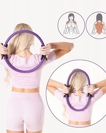 DrFit pilateso žiedas, mankštos lankas, jogos ratas, 36 cm, violetinis