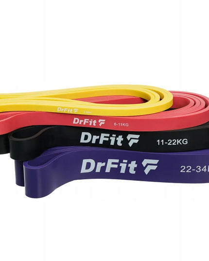 DrFit Power Band pasipriešinimo guma fitnesui ir pilatesui, pasipriešinimas 22 - 34 kg, patvari