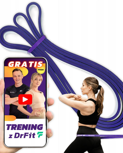 DrFit Power Band pasipriešinimo guma fitnesui ir pilatesui, pasipriešinimas 22 - 34 kg, patvari