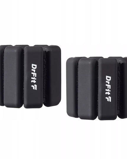 DrFit reguliuojami svoriai kulkšnims ir riešams 2x 0,45 kg, juodi