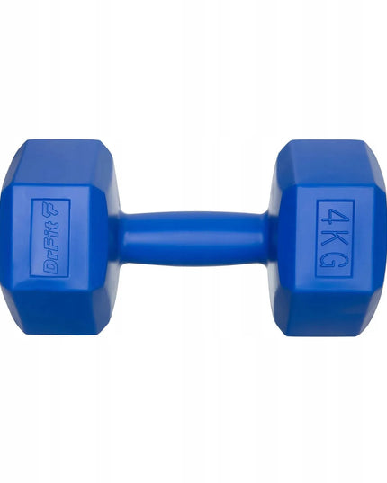 DrFit šešiakampiai fitneso hanteliai, 2x4 kg, mėlyni