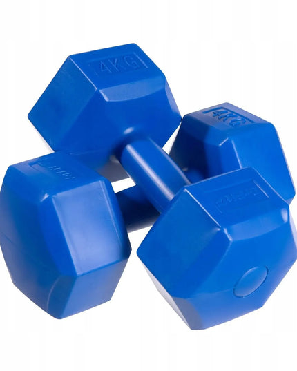 DrFit šešiakampiai fitneso hanteliai, 2x4 kg, mėlyni