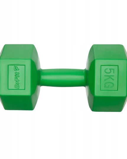 DrFit šešiakampiai fitneso svareliai, 2x 5 kg rinkinys, žali
