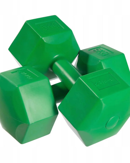 DrFit šešiakampiai fitneso svareliai, 2x 5 kg rinkinys, žali