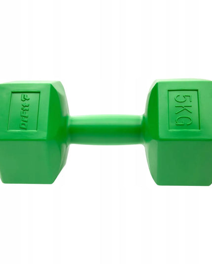 DrFit šešiakampiai fitneso svareliai, 2x 5 kg rinkinys, žali