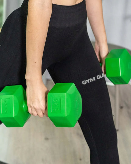 DrFit šešiakampiai fitneso svareliai, 2x 5 kg rinkinys, žali