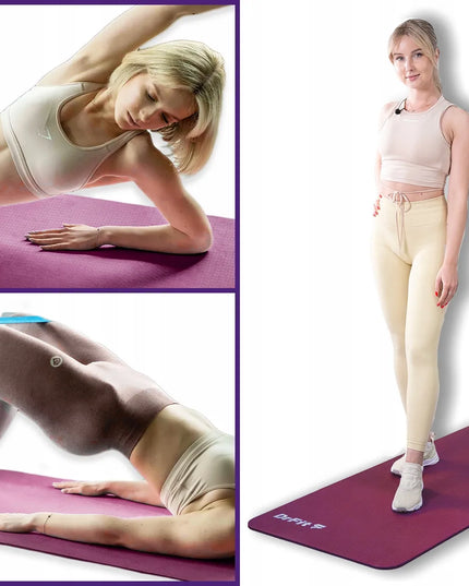 DrFit stora, neslidi putplasčio mankštos ir jogos kilimėlis 1 cm su dėklu, raudona