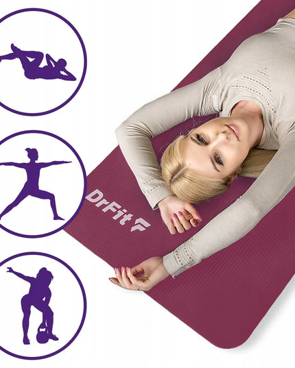 DrFit stora, neslidi putplasčio mankštos ir jogos kilimėlis 1 cm su dėklu, raudona