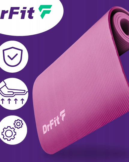 DrFit stora, neslidi putplasčio mankštos ir jogos kilimėlis 1 cm su dėklu, raudona