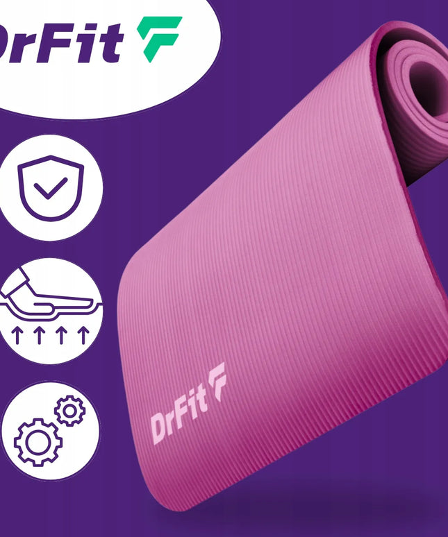 DrFit stora, neslidi putplasčio mankštos ir jogos kilimėlis 1 cm su dėklu, raudona