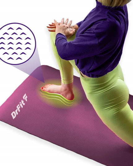 DrFit stora, neslidi putplasčio mankštos ir jogos kilimėlis 1 cm su dėklu, raudona