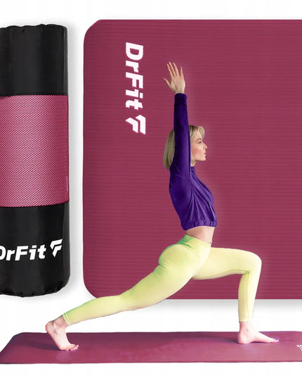 DrFit stora, neslidi putplasčio mankštos ir jogos kilimėlis 1 cm su dėklu, raudona