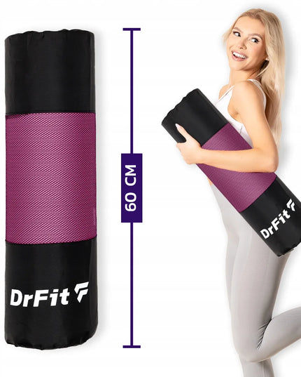 DrFit stora, neslidi putplasčio mankštos ir jogos kilimėlis 1 cm su dėklu, raudona