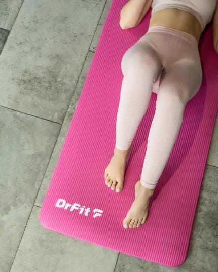 DrFit storo mankštos ir jogos kilimėlio 1 cm, patvarus fitneso kilimėlis, rožinis