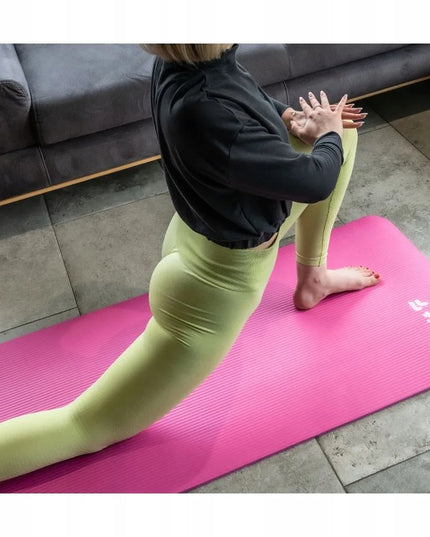 DrFit storo mankštos ir jogos kilimėlio 1 cm, patvarus fitneso kilimėlis, rožinis