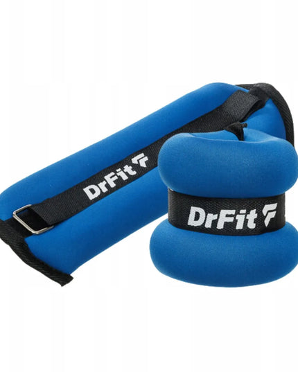 DrFit svoriai kulkšnims ir riešams fitnesui treniruotėms 2x 1kg mėlyni