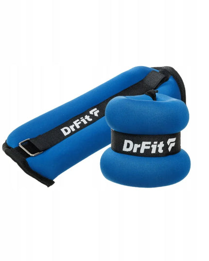 DrFit svoriai kulkšnims ir riešams fitnesui treniruotėms 2x 1kg mėlyni