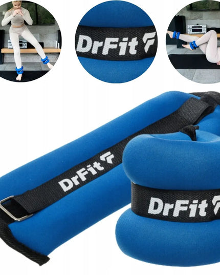 DrFit svoriai kulkšnims ir riešams fitnesui treniruotėms 2x 1kg mėlyni