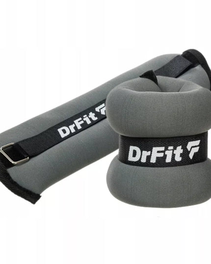 DrFit svorių rinkinys kulkšnims ir riešams fitnesui 2x 2 kg pilki