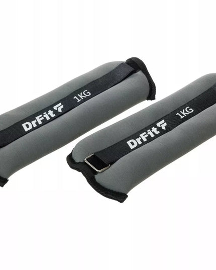 DrFit svorių rinkinys kulkšnims ir riešams fitnesui 2x 2 kg pilki