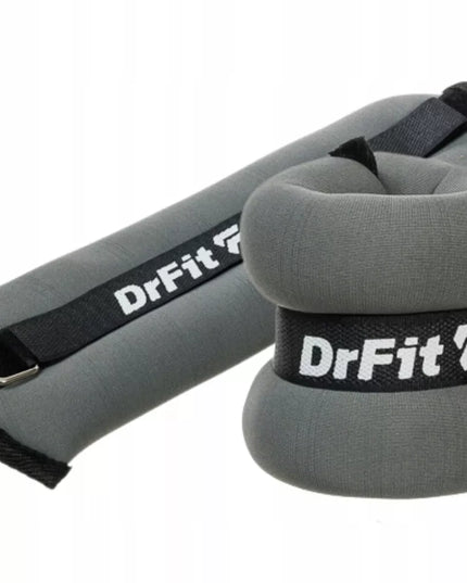 DrFit svorių rinkinys kulkšnims ir riešams fitnesui 2x 2 kg pilki