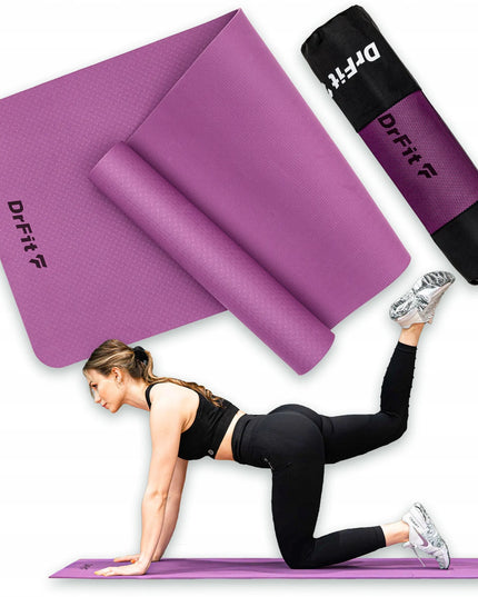 DrFit TPE mankštos kilimėlis su dėklu, skirtas jogai, fitnesui ir pilatesui, patvarus