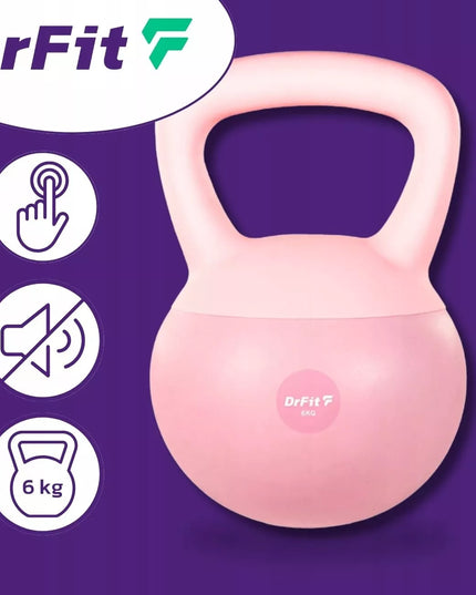 DrFit virdulinis svarmuo (kettlebell) treniruotėms, rožinis, 6 kg