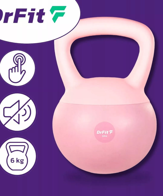 DrFit virdulinis svarmuo (kettlebell) treniruotėms, rožinis, 6 kg